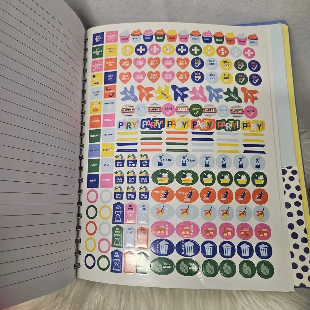 Spiral Notebook Family Planner Journal  Sticker Sheet Included Unused